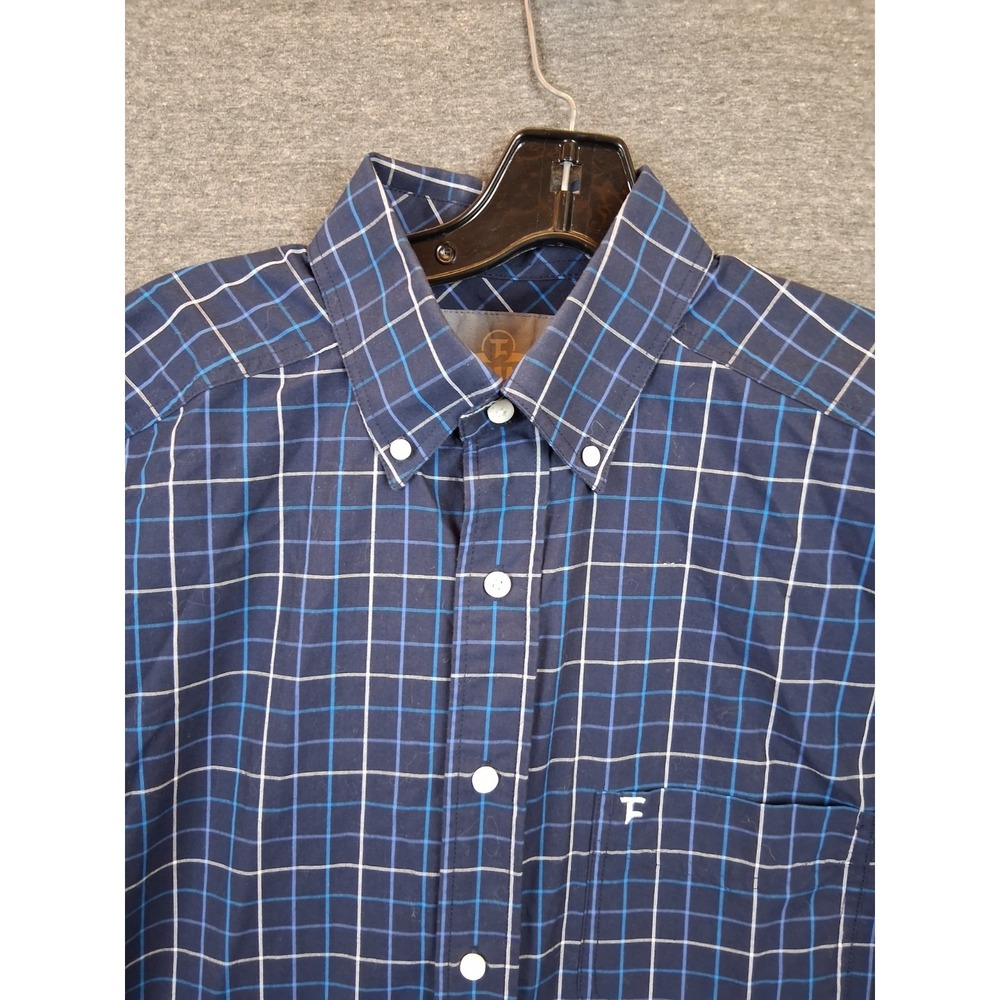 Panhandle Mens Shirt M‎ Blue Plaid Tuf Cooper Performance Rodeo Western Ranch